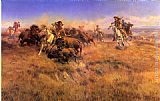 Charles Marion Russell Running Buffalo painting